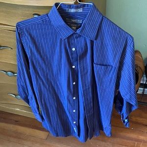 Men’s indigo striped button down shirt, Apt 9, M